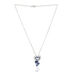 Piero Milano 18k White Gold Diamond + Sapphire Pendant Necklace