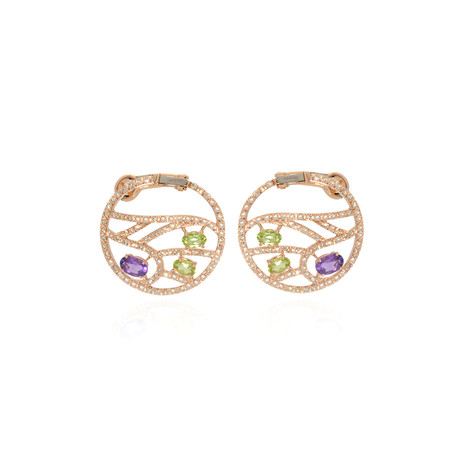 Damiani 18k Rose Gold Diamond + Amethyst Earrings