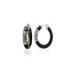 Nouvelle Bague 18k White Gold Diamond + Enamel Earrings II