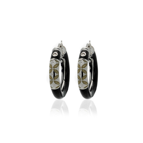 Nouvelle Bague 18k White Gold Diamond + Enamel Earrings II