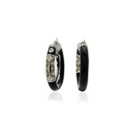 Nouvelle Bague 18k White Gold Diamond + Enamel Earrings II