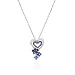 Piero Milano 18k White Gold Diamond + Sapphire Pendant Necklace