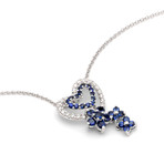 Piero Milano 18k White Gold Diamond + Sapphire Pendant Necklace