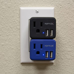 PowX2 Wall Outlet // 2 USB Ports // RapidX (Black)