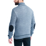 Wool Sweater + Elbow Patches // Denim (L)