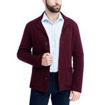 Wool Button Up Jacket // Bordeaux (M)