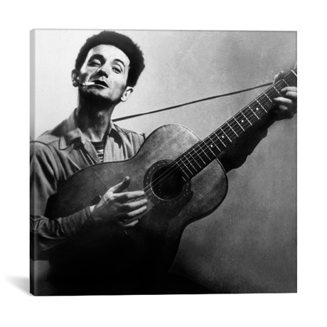 Musician Woody Guthrie Father of Folk Music c. 1940 // Rue Des Archives (12"W x 12"H x 0.75"D)