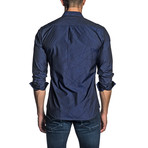 Austin Long Sleeve Shirt // Navy Blue + Paisley Cuff (3XL)
