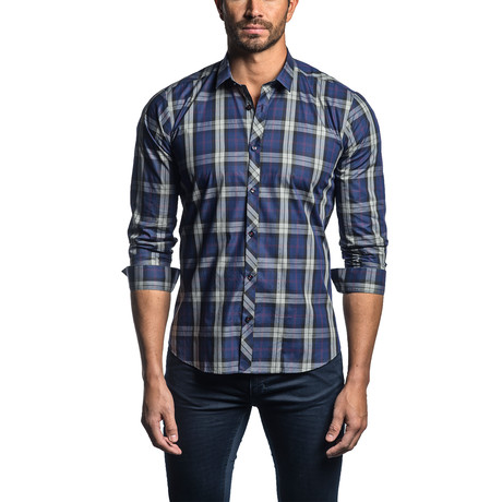 Andrew Plaid Long Sleeve Shirt // Blue (S)