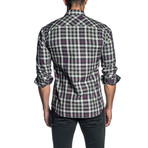 Daniel Check Long Sleeve Shirt // White + Black + Purple (L)