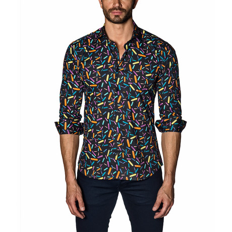 Teddy Long-Sleeve Shirt // Black + Multicolor (XS)