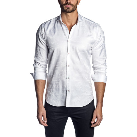 Preston Jacquard Long Sleeve Shirt // White (S)
