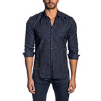 Chris Jacquard Camo Long Sleeve Shirt // Navy (M)