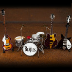 The Beatles // Miniature Guitar & Drum Ed Sullivan Band Set