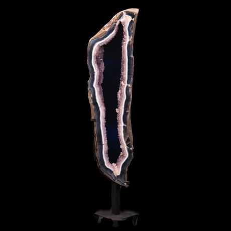 Agate and Amethyst Slice on Stand