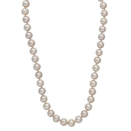 Mikimoto String of Grey Pearls + 23k White Gold Clasp Necklace