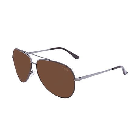 Unisex Aviator Sunglasses // Gunmetal + Dark Brown
