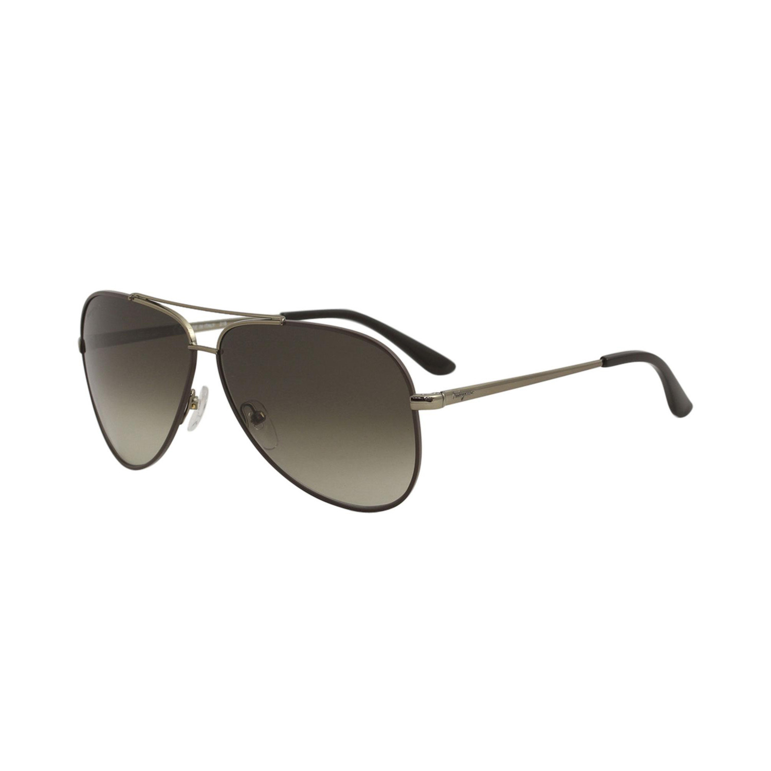 Ferragamo // Men's Aviator Sunglasses // Shiny Brown + Dark Brown ...