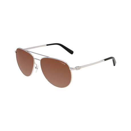 Ferragamo // Men's Aviator Sunglasses // Silver + Brown