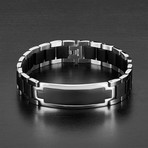 Two Tone Rubber Inlay ID Bracelet // Black + Silver
