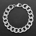 Polished Classic Curb Chain Link Bracelet (Silver)