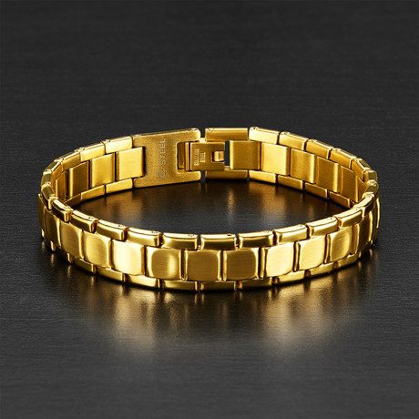 Men's IP Stainless Steel Polished Classic Link Bracelet // Gold