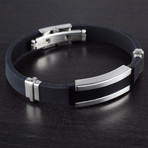 Stainless Steel Rubber ID Bracelet // Black + Silver