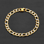 Two-Tone Matte Figaro Chain Bracelet // Gold + Silver (Black Plated)