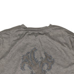 Tree Design T-shirt // Gray + Tan + Blue (S)