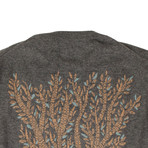 Cashmere Tree Design Sweater // Gray + Blue + Orange (M)