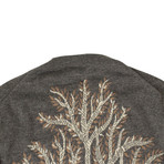 Cashmere Tree Design Sweater // Gray + Brown (S)