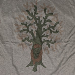 Tree Design T-shirt // Gray + Green + Brown (S)