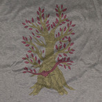 Tree Design T-shirt // Gray + Pink + Yellow (S)