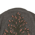 Cashmere Tree Design Sweater // Gray + Coral + Green (M)