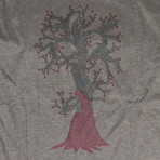 Tree Design T-shirt // Gray + Pink (S)