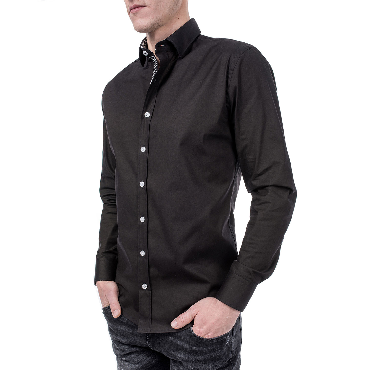 Guido Slim Fit Shirt // Black (XS) - Vegea - Touch of Modern