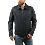 Nigel Leather Jacket // Navy Blue (XL)