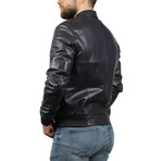 Oil Leather Jacket // Navy Blue (S)