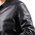 Oil Leather Jacket // Navy Blue (M)