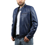 Mavisi Leather Jacket // Blue (L)