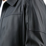 Nigel Leather Jacket // Navy Blue (L)