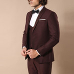 Owen Slim Fit 3-Piece Suit // Burgundy (Euro: 56)