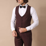 Owen Slim Fit 3-Piece Suit // Burgundy (Euro: 54)