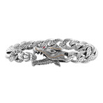 Men's Garnet Eyed Dragon Bracelet // Silver