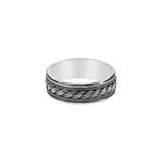 Men's Silver Rope Texture Band Ring (9)