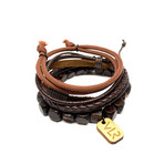 Square Bead Bracelet Set // Brown