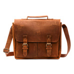 Coarse Leather Messenger Bag Limited // Distressed Brown