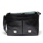 Medium Coarse Leather Messenger Bag Limited // Black
