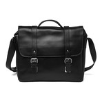 Large Coarse Leather Messenger Bag // Black