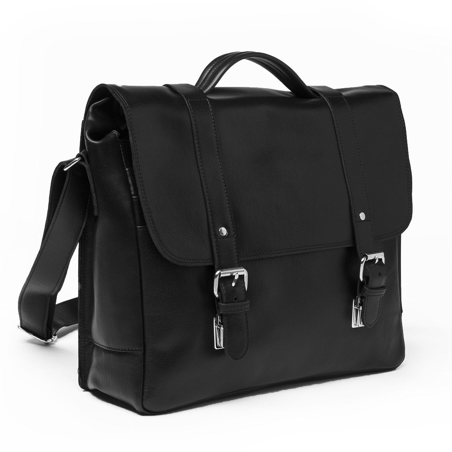 Large Coarse Leather Messenger Bag // Black - HIDES Canada - Touch of Modern